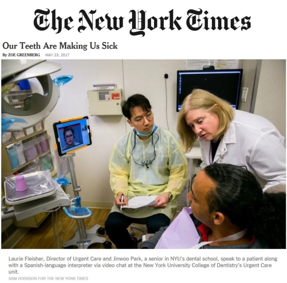 뉴욕대학교 치과병원 근무 당시 뉴욕타임즈 인터뷰 소개